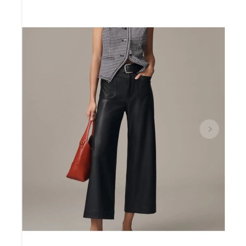 Maeve Anthropologie The Colette Faux Leather Wide Leg Pants Black 28